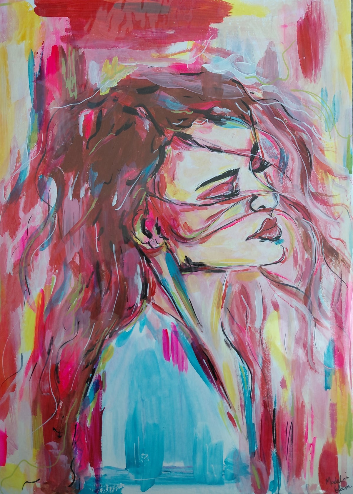 HEADS OR TAILS - Original Painting - 29.7cm (W) x 42cm (H) x 0.1cm (D) - Mixed Media on Paper