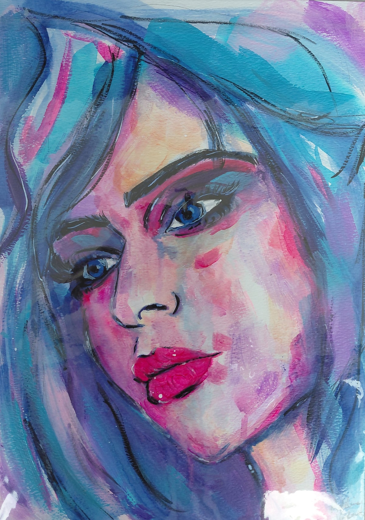 BLUE ANGEL - Original Painting - 29.7cm (W) x 42cm (H) x 0.1cm (D) - Watercolour on Paper