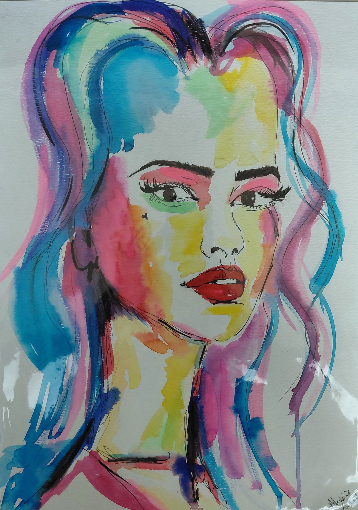 GIRLS NIGHT - Original Painting - 29.7cm (W) x 42cm (H) x 0.1cm (D) - Watercolour on Paper