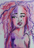 PURPLE CURLS - Original Painting - 29.7cm (W) x 42cm (H) x 0.1cm (D) - Watercolour on Paper