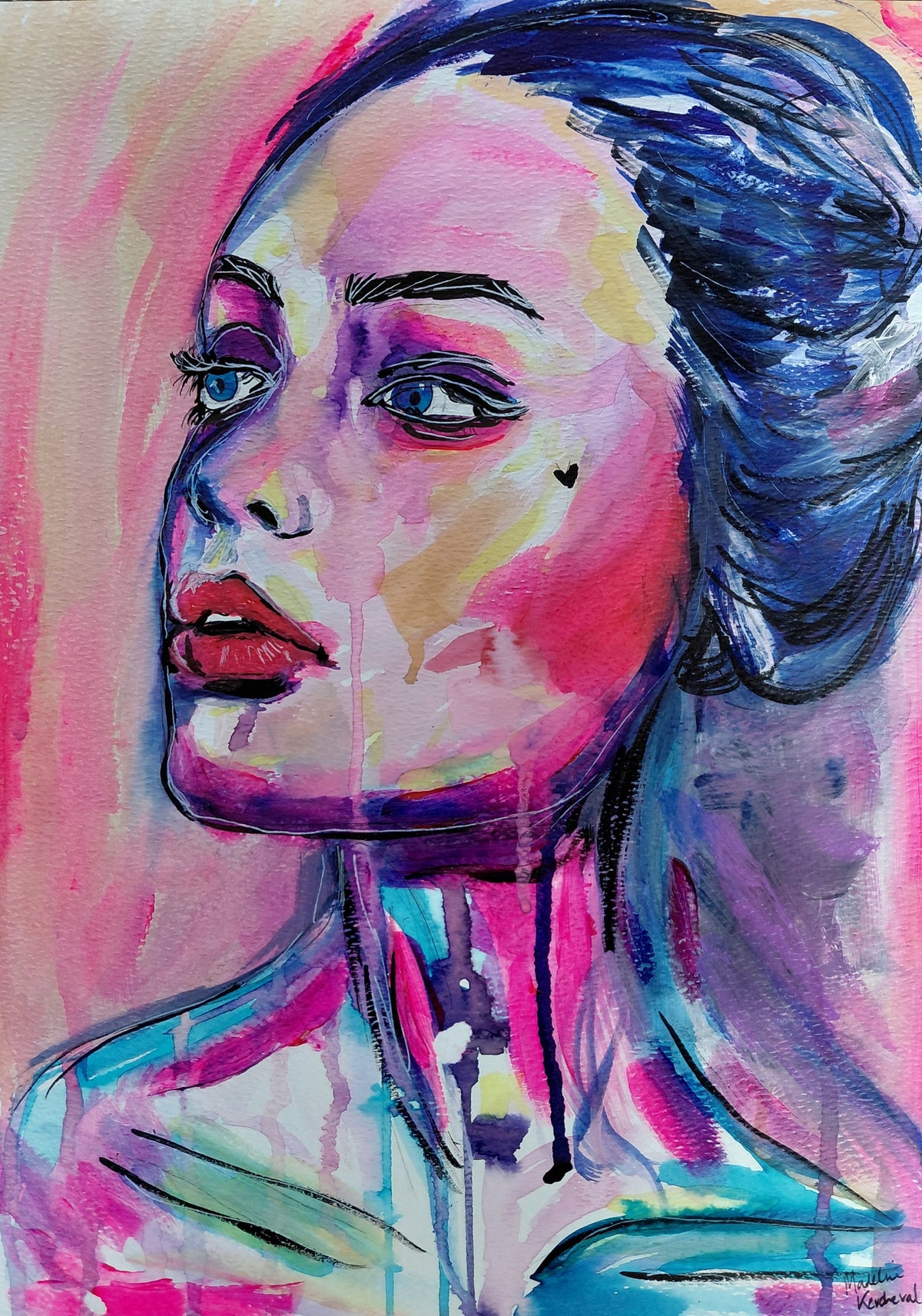 PINK OASIS - Original Painting - 29.7cm (W) x 42cm (H) x 0.1cm (D) - Watercolour on Paper