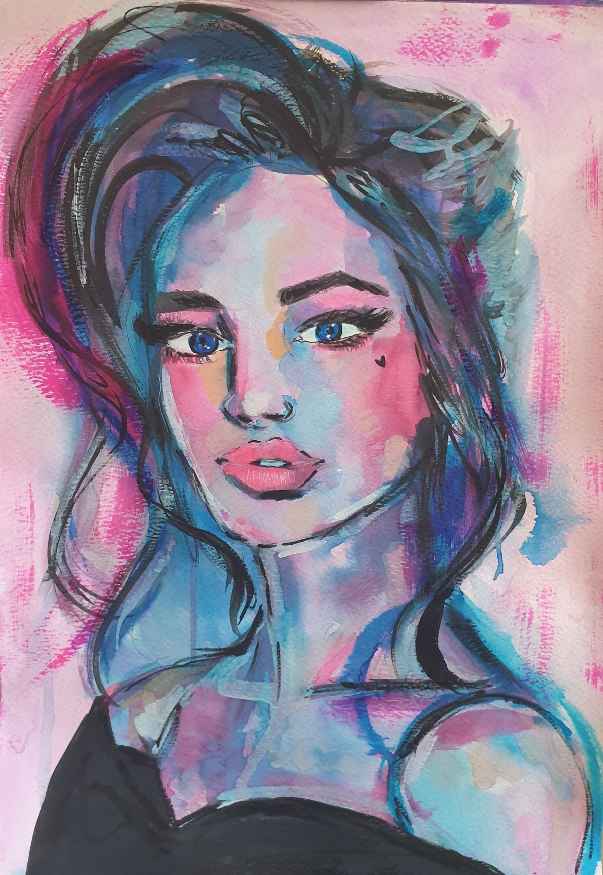 DATE NIGHT - Original Painting - 29.7cm (W) x 42cm (H) x 0.1cm (D) - Watercolour on Paper