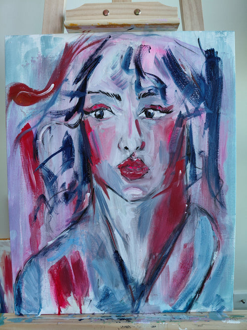 CHERRY PIE - Original Painting - 40cm (W) x 50cm (H) x 0.5cm (D) - Mixed Media on Canvas Board