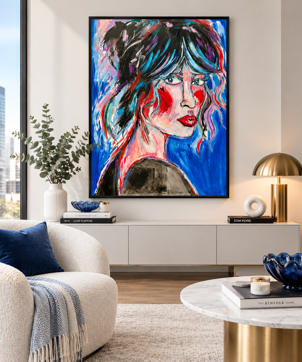 LOOK BOTH WAYS - Original Painting - 91.4cm (W) x 121.9cm (H) x 1cm (D) - Gouache on Canvas