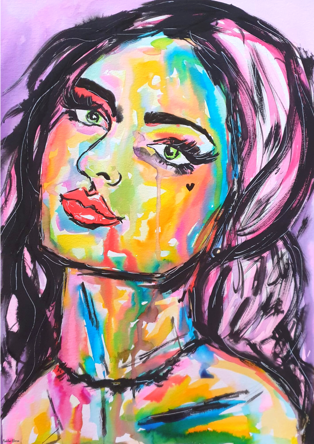 NO HARD FEELINGS - Original Painting - 29.7cm (W) x 42cm (H) x 0.1cm (D) - Watercolour on Paper