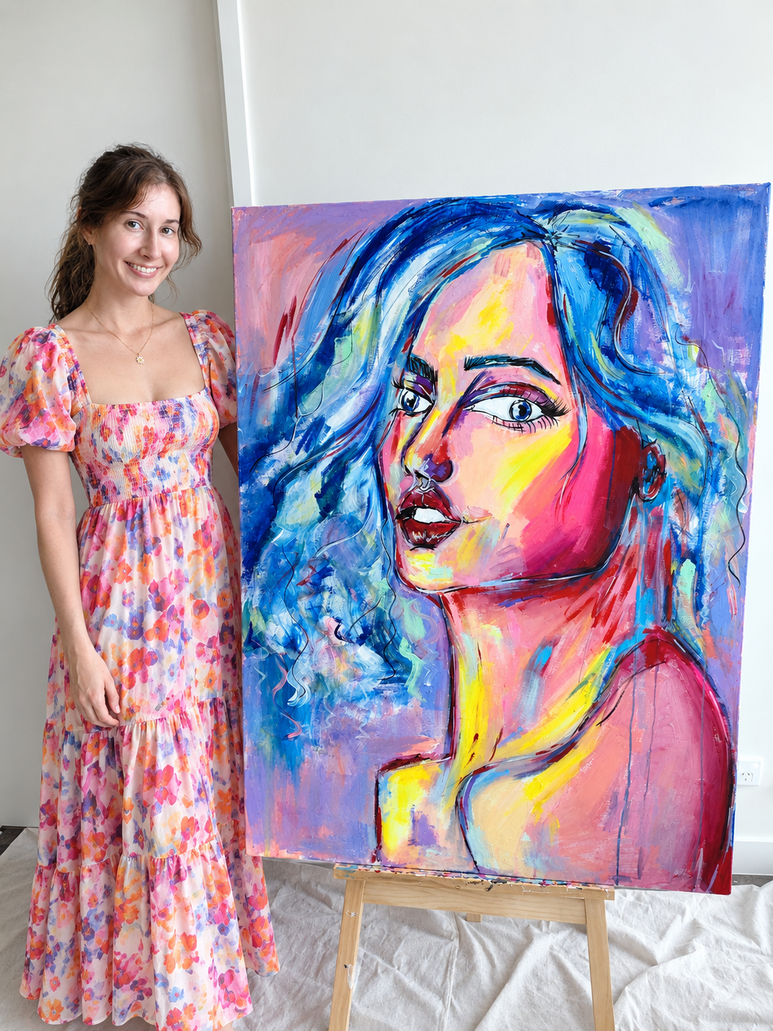 ETHEREAL - Original Painting - 91.4cm (W) x 121.9cm (H) x 1cm (D) - Gouache on Canvas